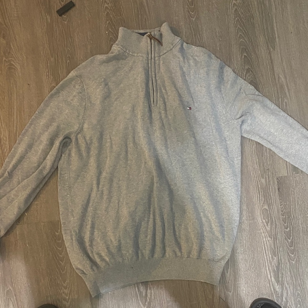 Tommy Hilfiger Light Gray Zip-Up Sweater